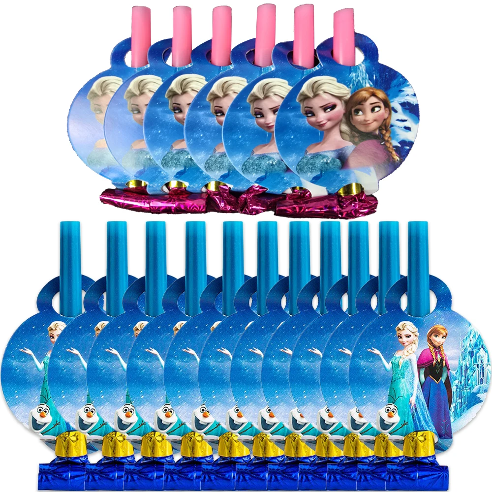 6pcs/lot Frozen Princess Theme Party Blowout Whistles Happy Birthday Party Kids Girls Favors Decorations Party Events Supplies