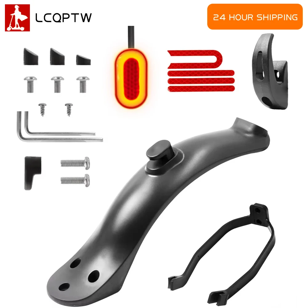 Ducktail Kotflügel Spritzschutz Kurze Rückflügel Rücklicht Kit für Xiaomi M365 1S Pro mit reflektierendem Aufkleber Haken Staubstopfen