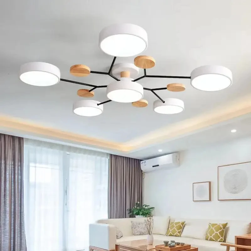 Nordic Living Room Home Macaron Hall Ceiling Lamp Modern Minimalist Creative Bedroom Log Restaurant Light