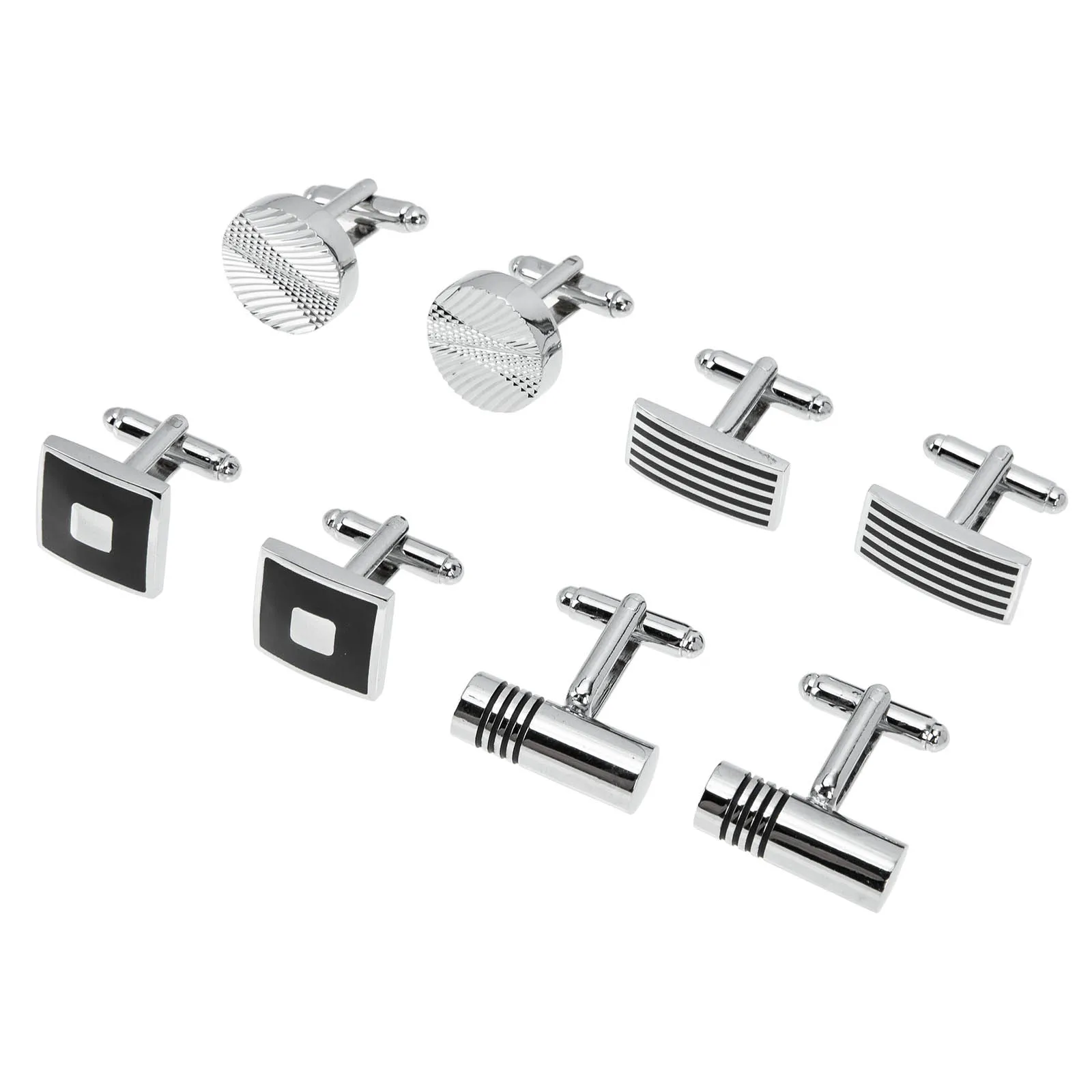 

4Pairs Cufflinks and Studs Good Texture Attractive Design Male Shirt Cufflinks Groomsmen Presents Mans Cufflink