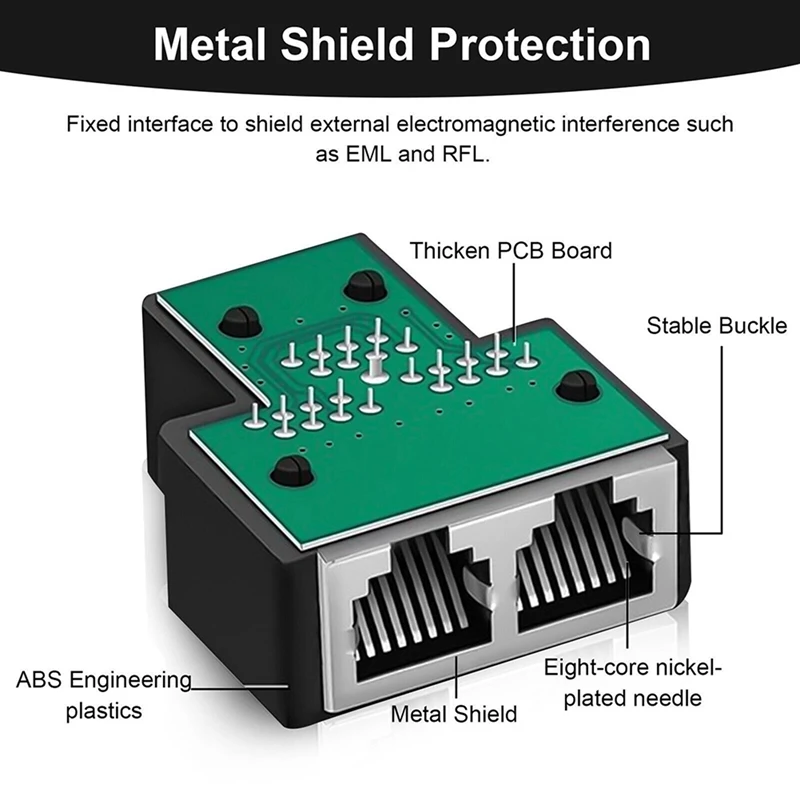 Adaptador Ethernet LAN RJ45 macho a 2 hembra, Cable Adaptador de red LAN, 1 a 2, 2 unidades