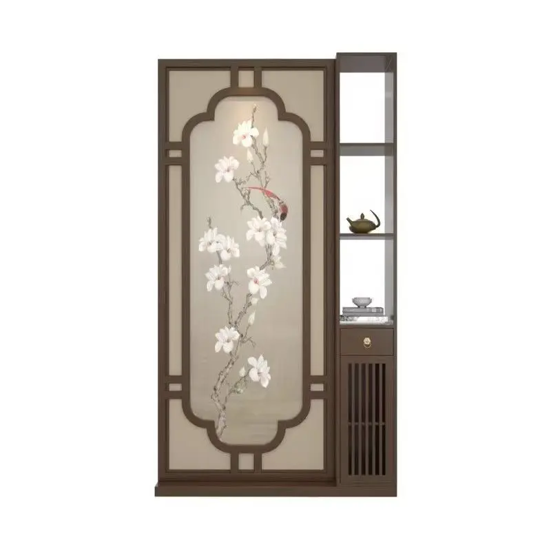 partition the living room, enter the door to block the entrance, Chinese solid wood half wall light luxury creative shelf