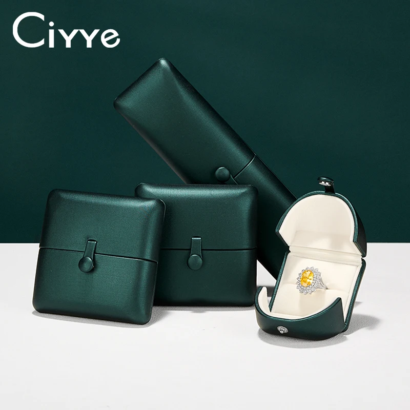 Ciyye Green PU Leather Jewelry Box Ring Box Jewelry Organizer Necklace Pendant Bracelet Gift Wedding Packaging Box Customizable