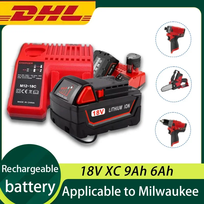 

Charger rechargeable battery For Milwaukee M18 M18B6 18V XC 9Ah 6Ah Li-ion Battery 48-11-1860