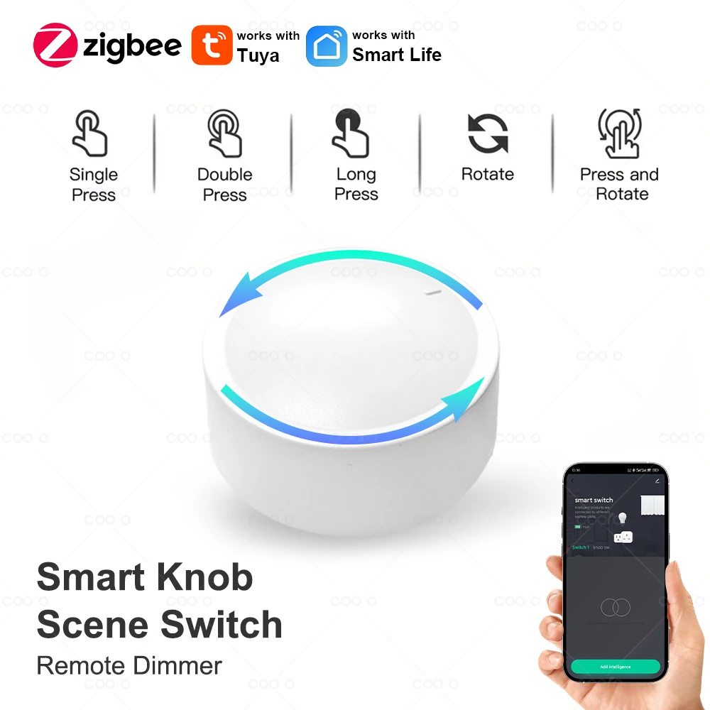 Tuya ZigBee Smart Knob Switch Wall Scene Switch pulsante alimentato a batteria Scenario di automazione pannello remoto Smart Life App