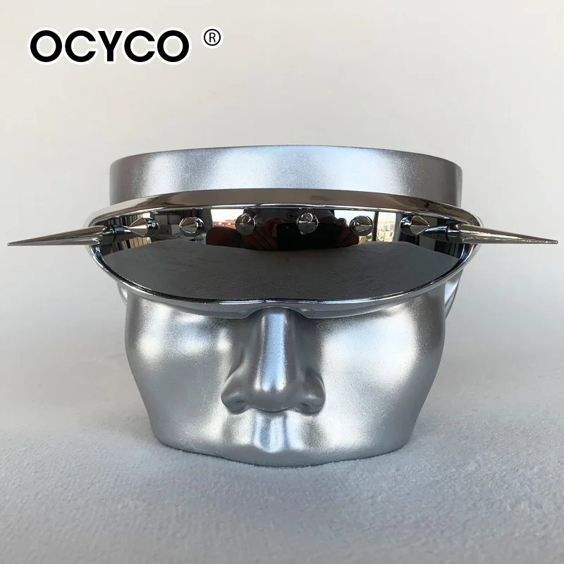 2026 Futuristische Punk Nieten Sonnenbrille Männer Frauen Vintage Individualität Trendy Metall Sonnenbrille Einteilige Linsen Party Brillen