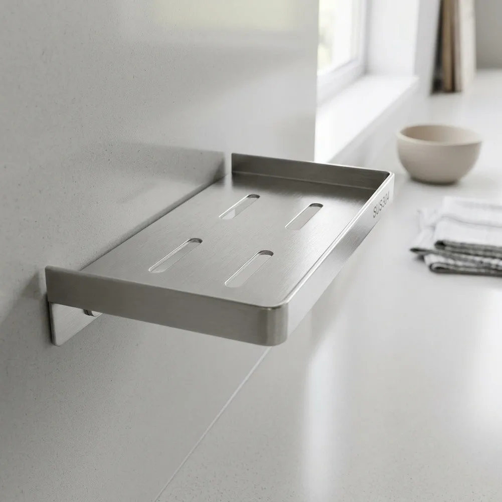For Organizing Toiletries Stainless Steel 304 Stainless Steel Shelf Easy To Mount Kitchen Shelf Humid Condition Resistant
