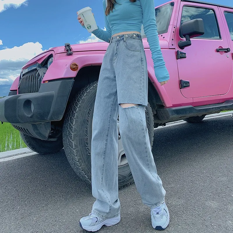 

Джинсы женские прямые с высокой талией, весна-осень, свободные, стройнящие, модные, хлопковые, широкие брюки, драпированные, в пол