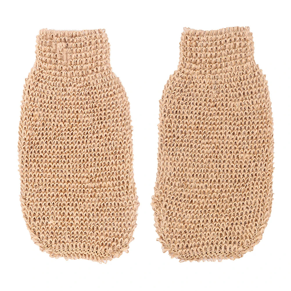 

2pcs Bath Scrub Gloves Ramie Jute Exfoliating Sauna Shower Spa Glove Dead Skin Remover Body Brush Reusable Washable