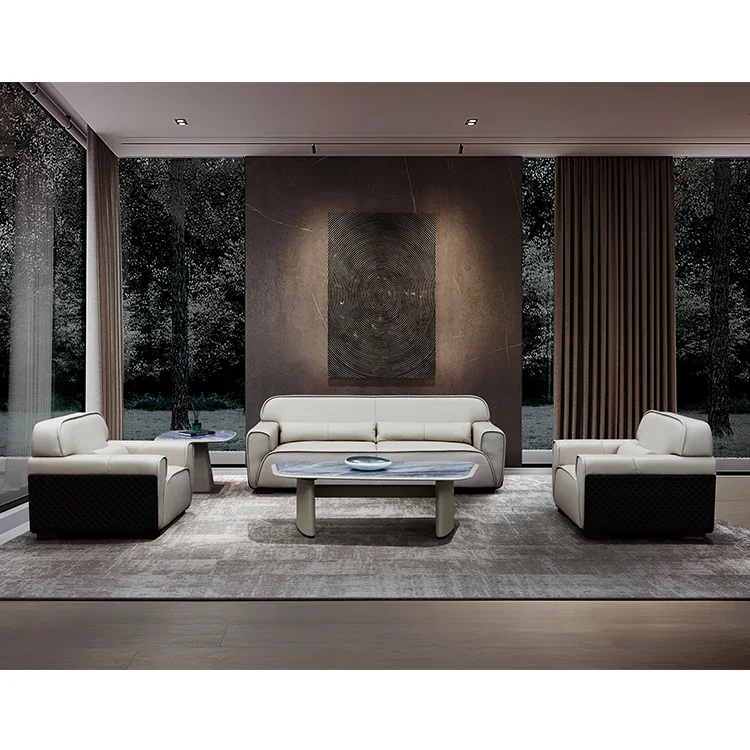 Popular Style Comfortable Executive Sofa Set Reception Waiting Room Leather Office Sofa Set