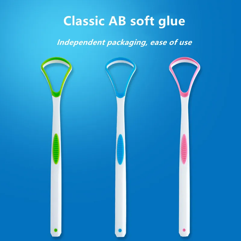 Tongue Scraper Silicone Tongue Brush Cleaning The Surface of Tongue Soft Oral Cleaning Brushes  Cleaner Fresh Breath Health Blue