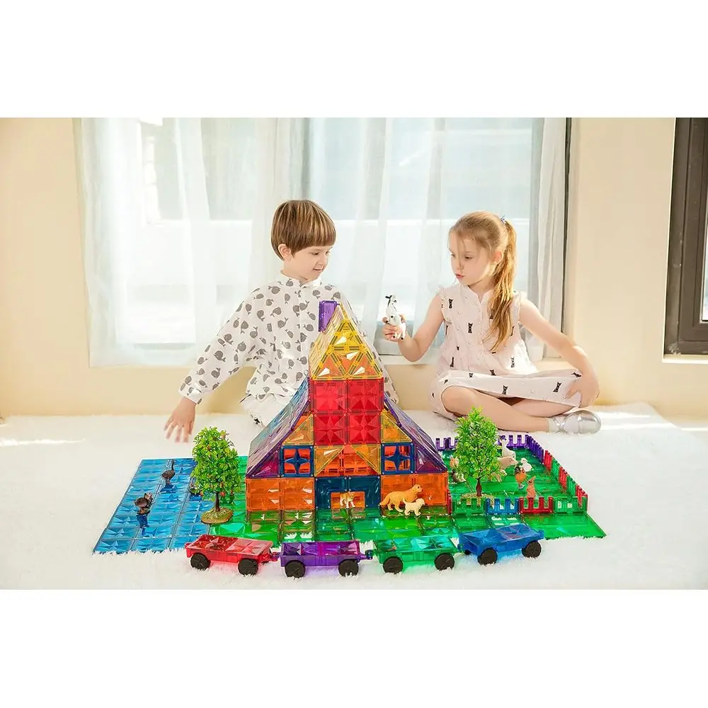 Authentic STEM MagnetTiles - 182-Piece Magnetic Building Blocks Set for Kids Ages 3-8