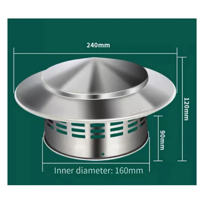 【Today-Only!】Round Chimney Cover With Screen , Stove Pipe Topper For Exterior Fireplace Flue Cap In 304 Stainless Steel