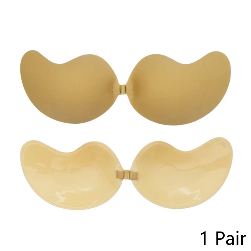 1pair Invisible Reusable Silicone Nipple Cover Women Self-adhesive Chest Sticker Bra Front Entry Strapless Together Nipple Cover