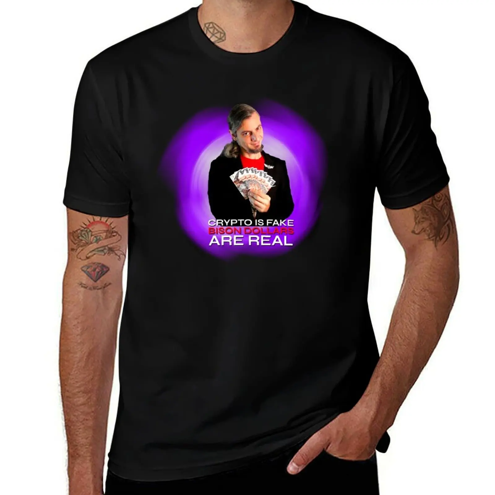 Crypto is Fake Bison Dollars are Real (Shirt) T-Shirt Basic Comfort Fit T-Shirt for Men