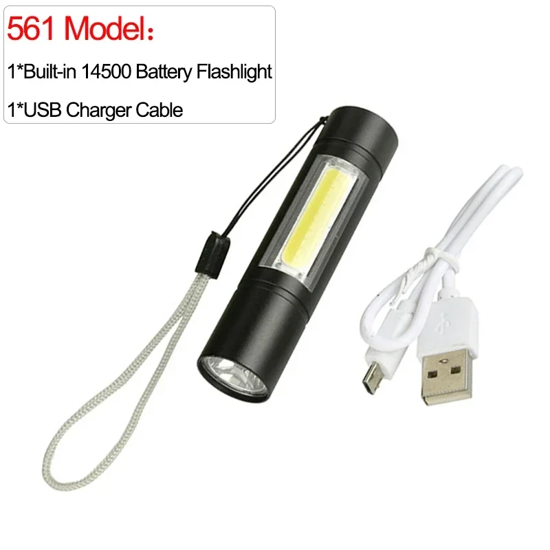 Oplaadbare USB-zaklampen met COB-zijlicht Krachtige LED-zaklamp Noodverlichting voor buiten Zaklamp met ingebouwde batterij