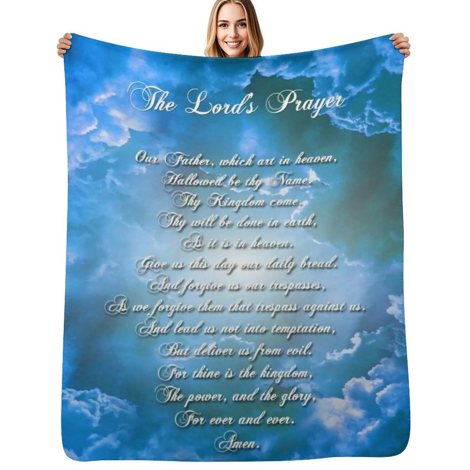 The Lords Prayer Throw Blanket Foldable Soft Warm Blanket for Outdoor Use