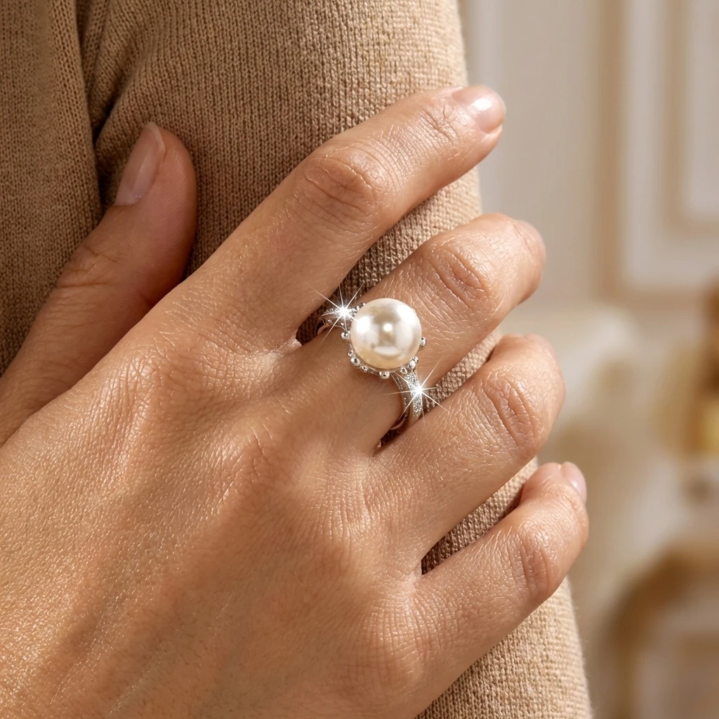 

Elegant Retro Pearl Ring for Women Fashionable Luxury Daily Commute Accessory Suitable for Dates Parties Weddings Jewelry Gift
