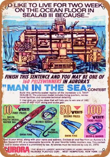 Metal Sign - 1970 Man in the Sea Sealab Contest - Vintage Look Reproduction