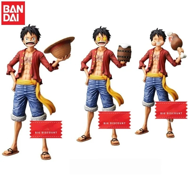 One Piece Anime Action Luffy, trois formes, yeux étoilés, pièces de rechange mangeant de la viande, figurine en PVC, objets de collection, jouets de loisirs, 28cm