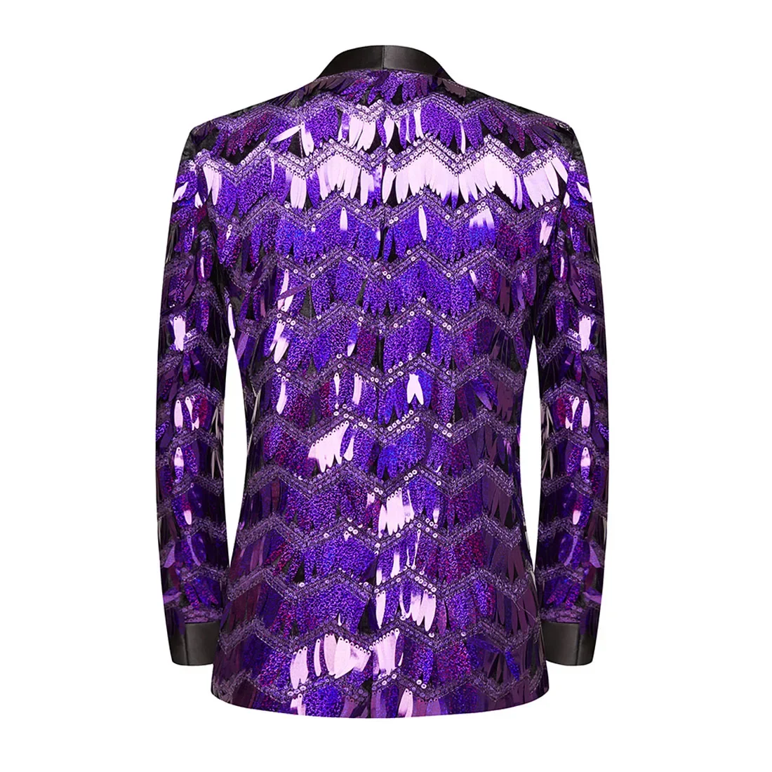 Shiny Purple Sequins Tassel Blazer Mens Brand Shawl Lapel Tuxedo Jacket Men Suits Blazers Party Nightclub Stage Singer Costumes