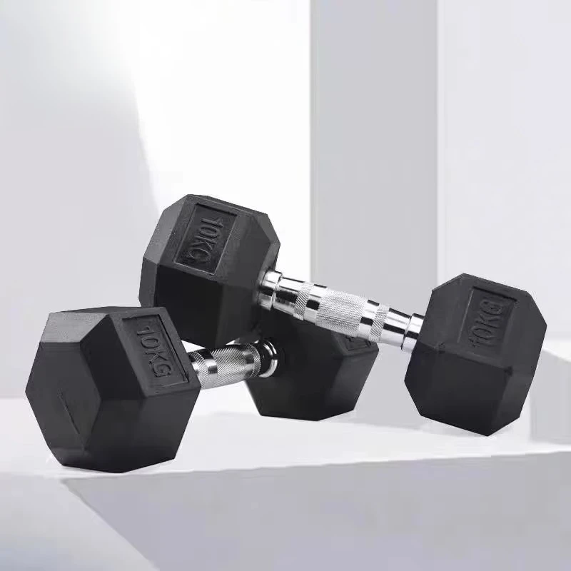 Men's Home Fitness Equipment Hexagonal Rubber Dumbbells for Weight Loss and Sports for Students and Workout