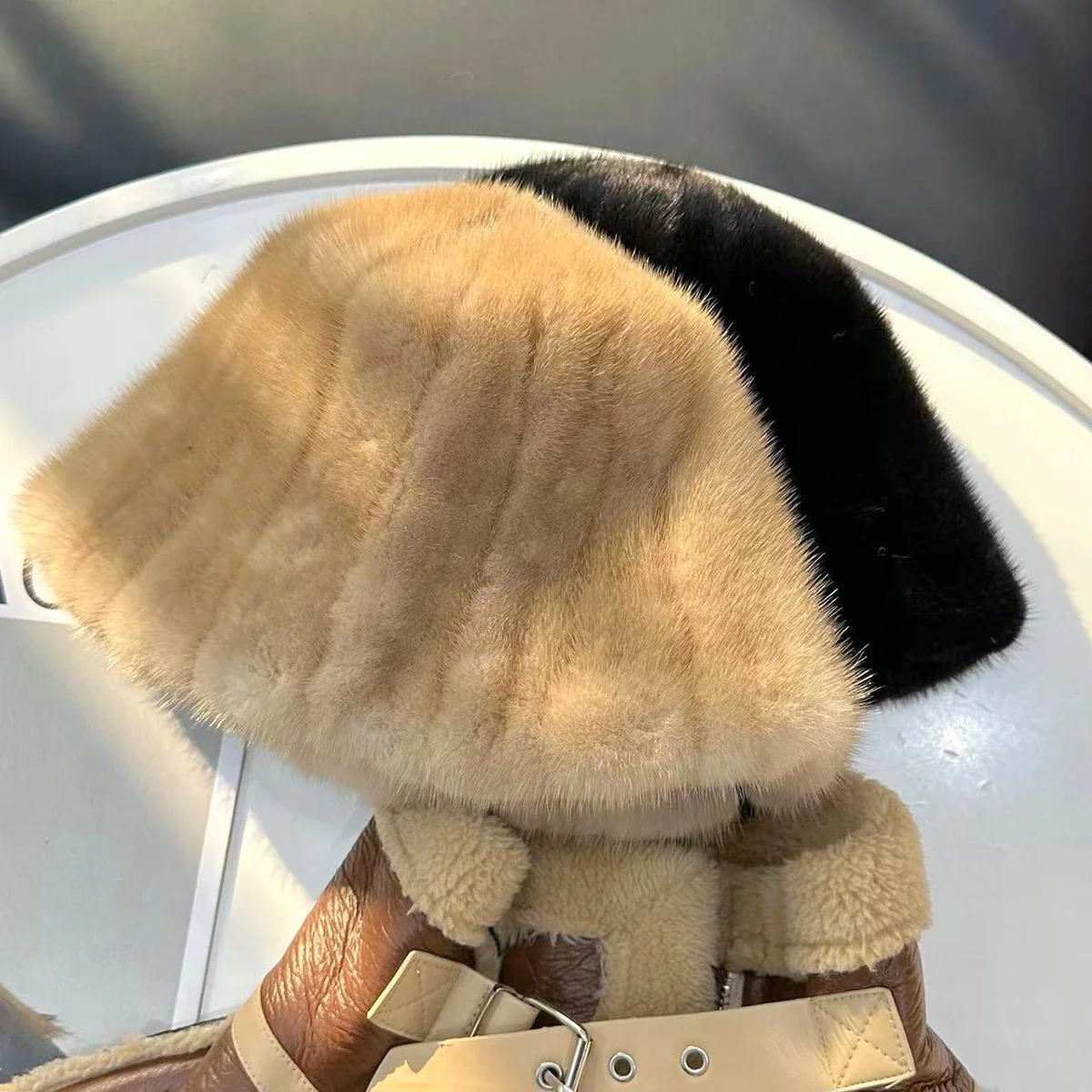 Mink hair fisherman fur hat female autumn and winter Korean version adjustable face small versatile Japanese basin hat