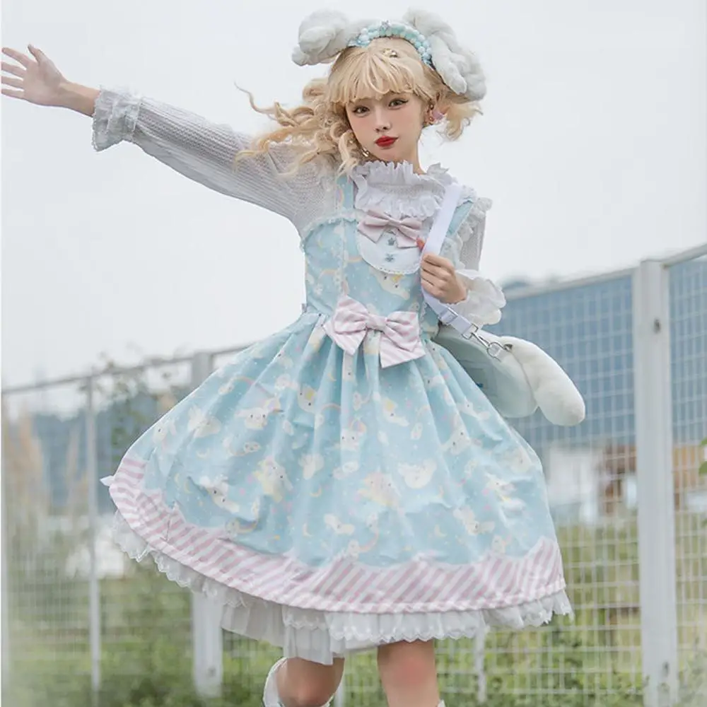 Kawaii بلدي ميلودي الفتيات لوليتا فستان لطيف سانريوس الكرتون سينامورول سليم صالح كعكة تنورة دانتيل المرأة لطيف مثير حبال فساتين