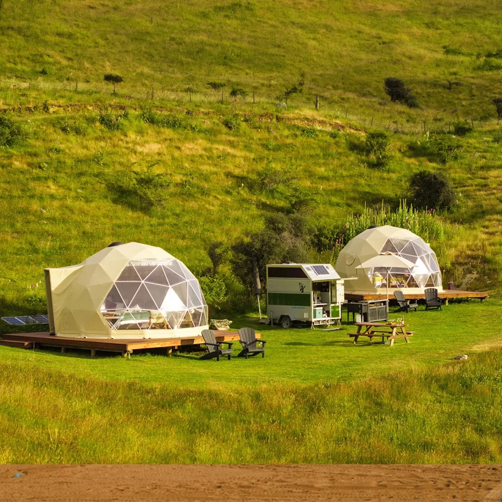 7M Customized Spherical Hotel Tents Outdoor Transparent PVC Dome Tent Geodesic House with Bathroom for Events Hotel Campsite image 3
