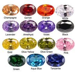 15 colori/lotto 5A ovale Cubic Zirconia pietre sciolte 2 x3 ~ 13x18mm oliva, granato, gemme sintetiche rosa CZ per gioielli fai da te