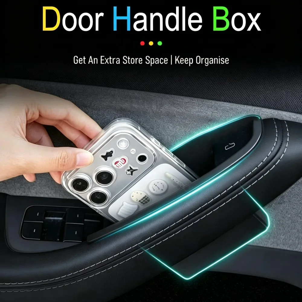 Full Cover Door Storage Organizer for Tesla Model 3 Y YL Side Pocket Container 4PCS Convenient Car Interior Accessories