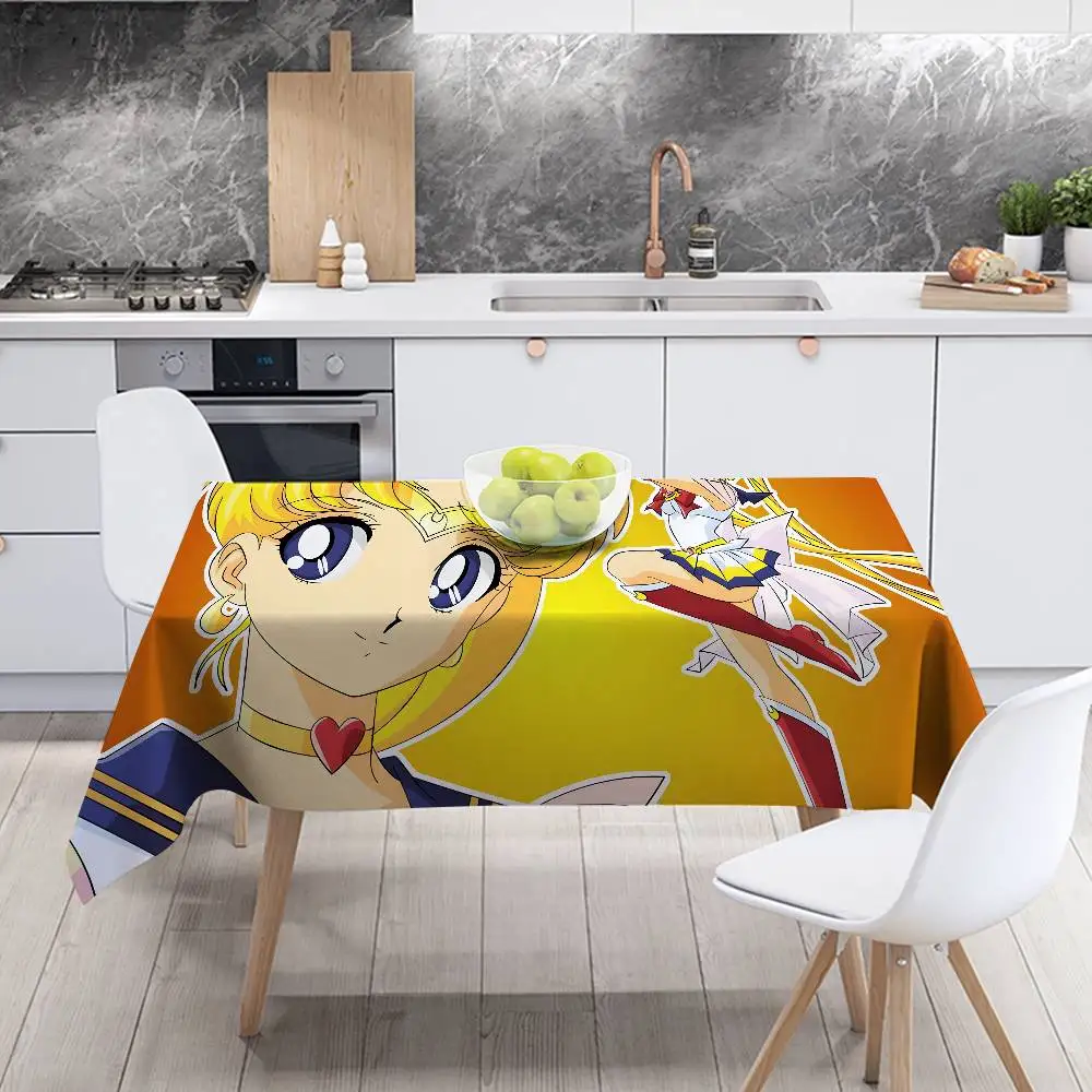 S-Sailor M-Moon Tablecloth Table Cover Christmas Picnic Party Birthday Wedding Waterproof Desk Cloth Table Decor