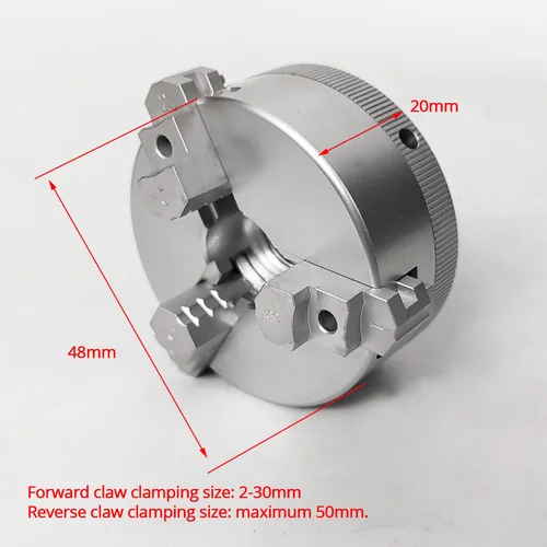 Imagen 2 del producto Mini portabrocas de tres mordazas de 48mm para torno, amoladora de banco, taladro eléctrico, aleación de aluminio, portabrocas de torneado autocentrante para carpintería