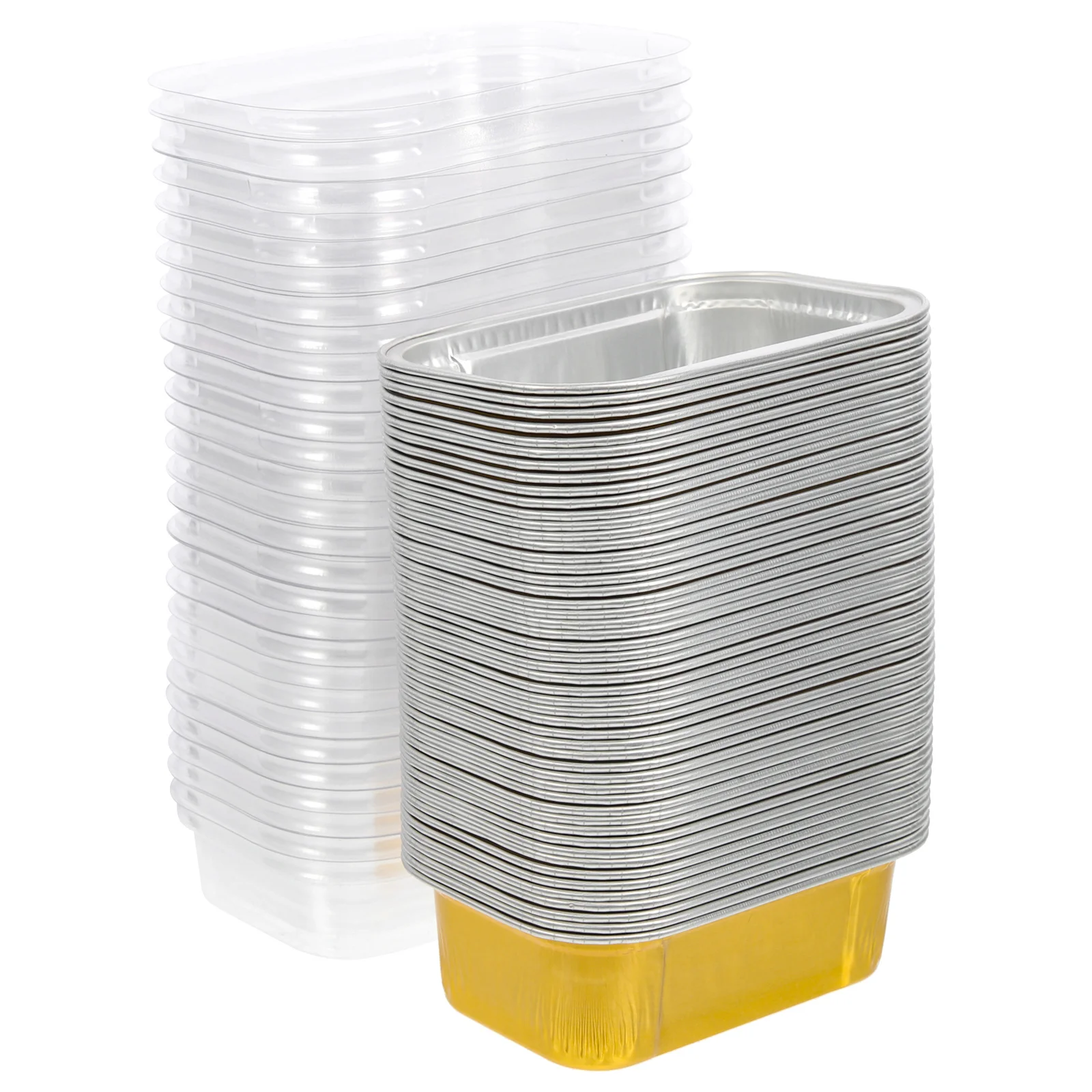 

50pcs Chocolate Cake Mold Aluminum Foil Food Box Compact Baking Container For Oven Air Fryer Refrigerator Multi-Function Cake