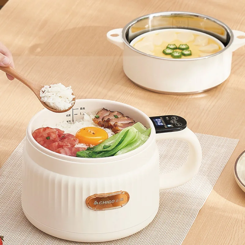 1.2L الذكية وعاء الطبخ الكهربائي المنزل وعاء تسخين كهربائي غير عصا مقلاة 24h حجز جهاز طهي الأرز وعاء متعدد الوظائف 220 فولت