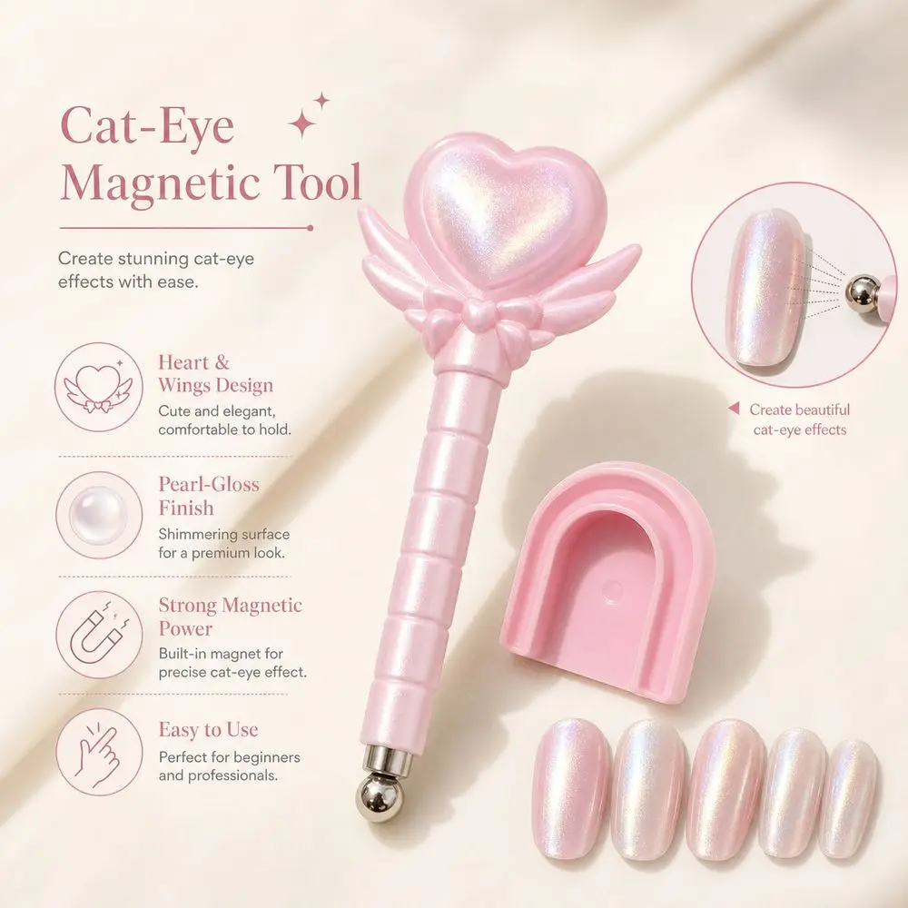 Automatic Nail Art Magnet Tool With Glass Beads Easy To Use Cat Eye Magnet Tool No Professional Skills Required DIY Nail Magnet