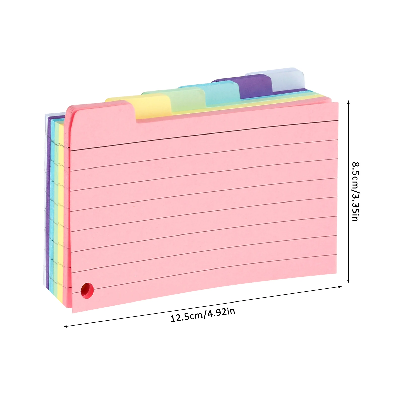 300Pcs Tabbed Index Cards with 8 Binder Rings Portable Index Note Cards 6 Colours Ruled Flash Cards for Classroom Office