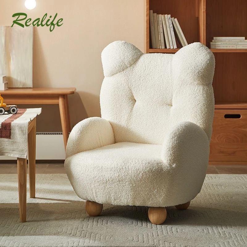 Realife, ocio para niños, oso de peluche, sofá perezoso, silla de lana de cordero, asiento individual para bebé, sofá pequeño, diseño ergonómico desmontable 2026