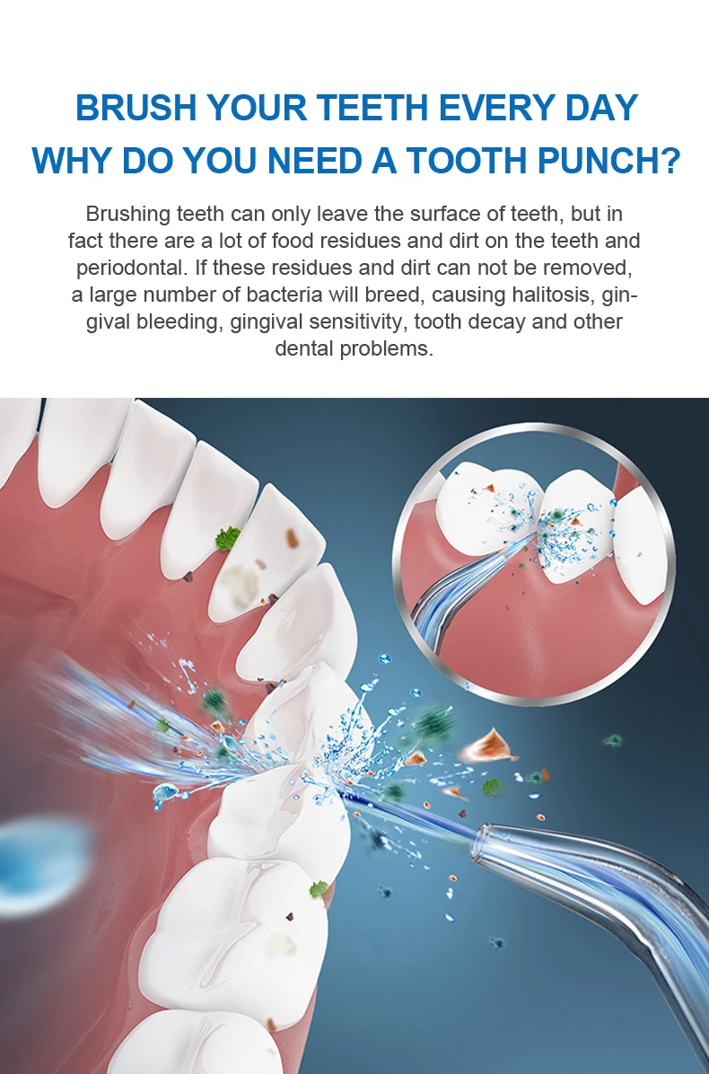 Fairywill Oral Irrigator OLED Display Water Flosser 5 Modes Portable Dental Water Jet 350ML Water Tank Teeth Cleaner USB Charge