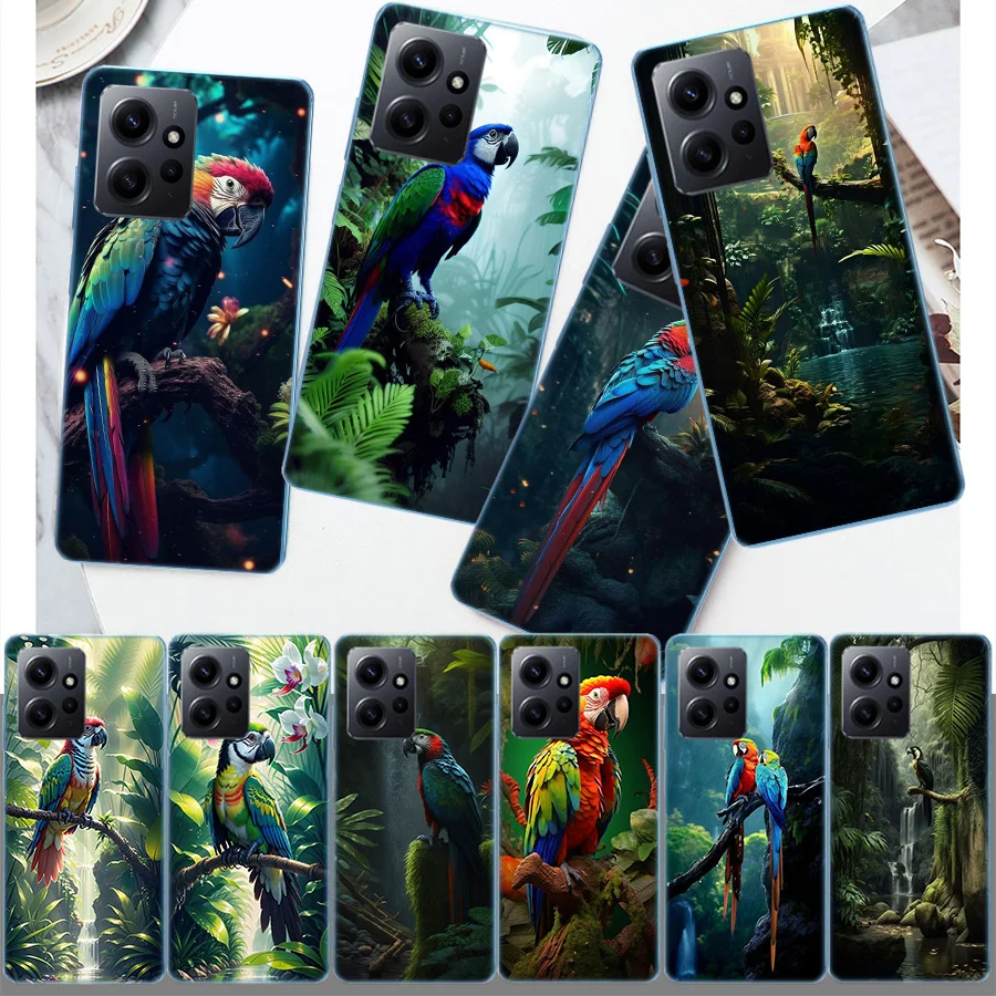 Parrot Bird Rainforest Cover Case For Xiaomi Redmi Note 12S 12 11 Pro Plus 11T 11S 10 5G 10S 9 9T 9S 8 8T 7 5A Pro TPU Phone Cle