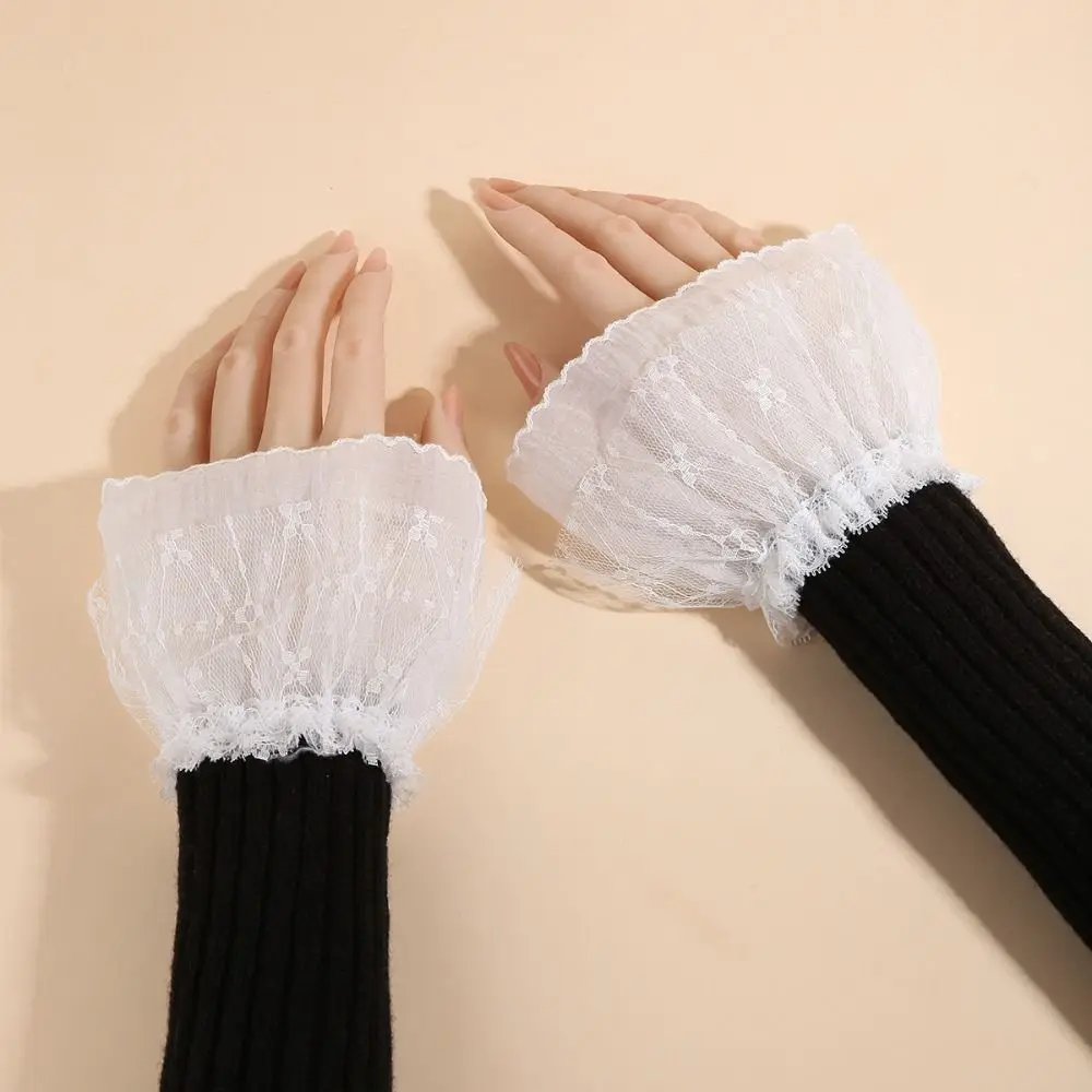

Elegant Lace Ruffled Wrist Fake Sleeves Cuffs Costume Accessory Soft Fake Cuff Comfortable Sweater Cuffs Wedding