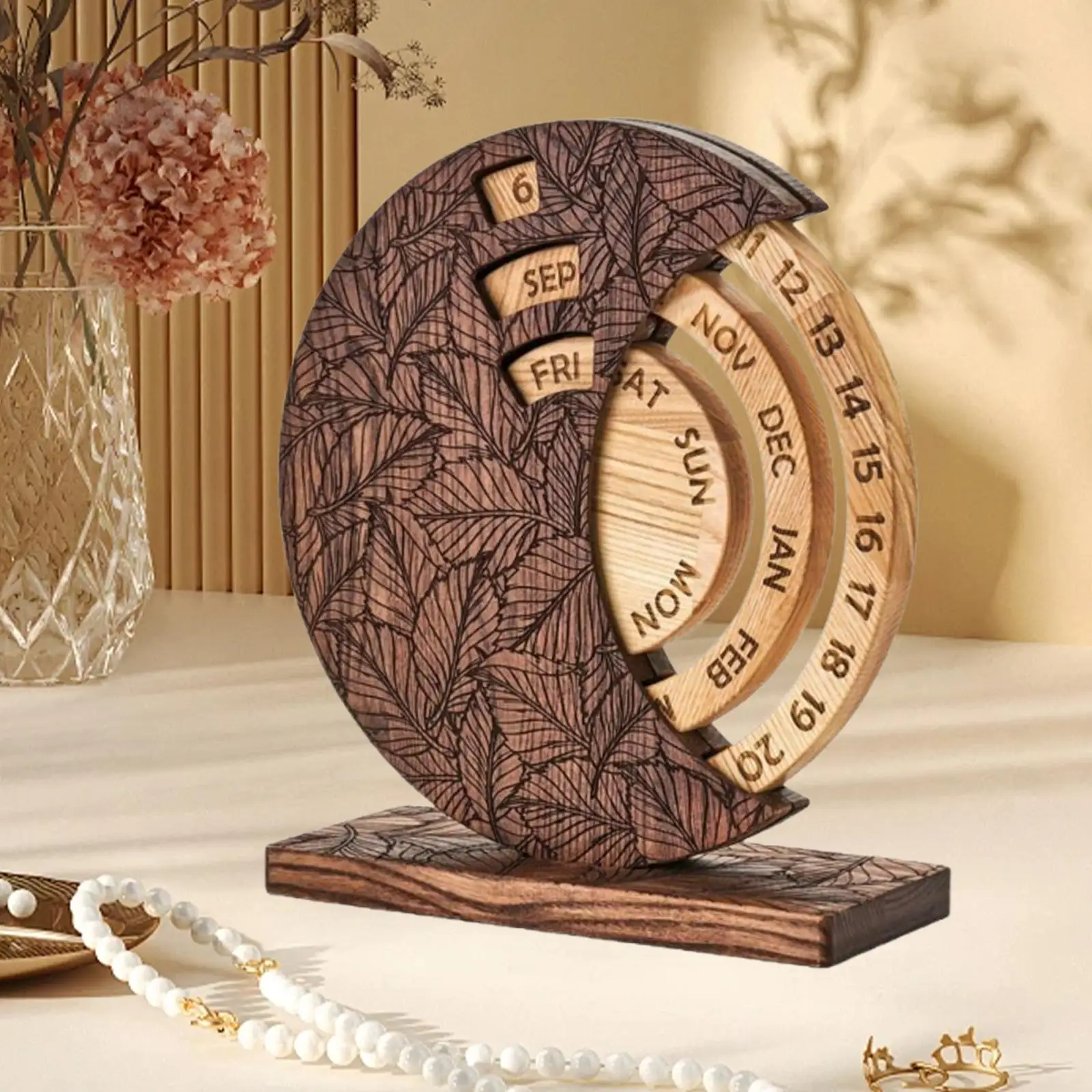 

Wooden Perpetual Desk Calendar Gift Idea Resuable Creative Desk Accessories