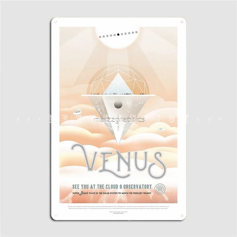 Venus Exoplanet Travel Bureau Jpl Póster de viaje Vista del futuro Planetas Póster Placa de metal Cine Garaje