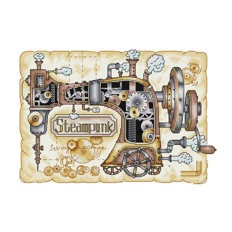 Joy Sunday-Cross Stitch Kit, Steam Sewing Machine, Polyester / 100% Cotton Embroidery Thread, Printed Cross Stitch Patterns