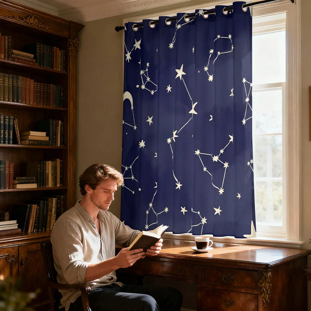 1pc Retro Rose Floral Single Loop Curtain, Decorative Door Curtain For Living Room Bedroom, Fashionable Home Hanging Curtain view 4