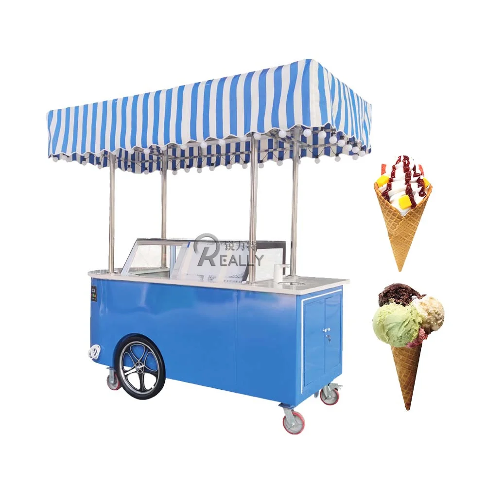 الآيس كريم المجمدة عرض العربة ، عربة زهرة المحمول ، الإنترنت المشاهير في الهواء الطلق السوق الليلي ، جديد