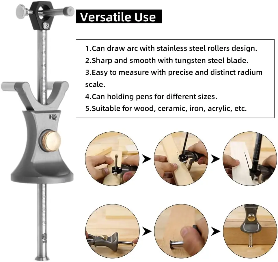 HONGDUI งานไม้ Arc Scriber ปรับความแม่นยํา Linear Parallel Line Drawing เครื่องมือ