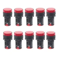 10Pcs Red Button 22mm Panel Mount LED Power Indicator Pilot Signal Light Lamp AD16-22 12V 24V 110V 220V