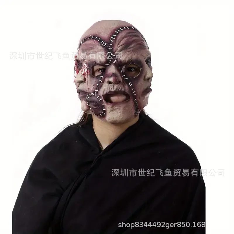 

Маска ужасов на Хэллоуин, трехсторонняя маска для лица, мягкие и реалистичные головные уборы, страшные костюмы и аксессуары 2025