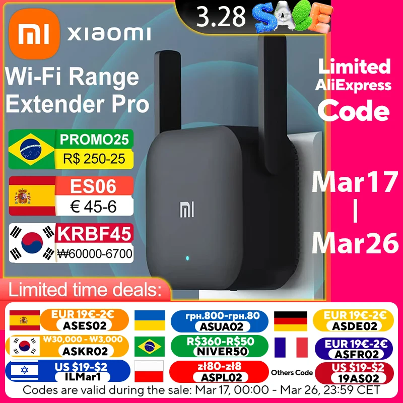 New Original Xiaomi Wifi Amplifier Pro 300M 2.4G Repeater Network Expander Range Extender Roteader Mi Wireless Wi-Fi Router